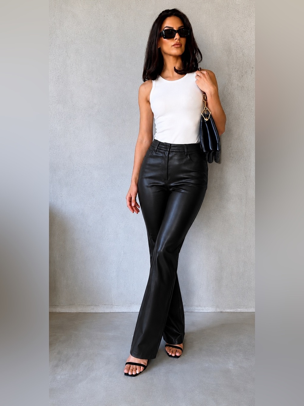 ZARA High-Waisted Faux Leather Leggings – Black